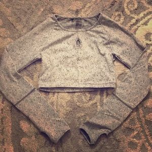 Gymshark Fleur Texture Crop Top- Grey Marl